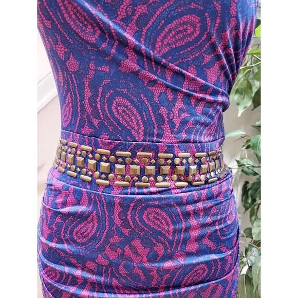 Kouture By Kimora Purple One Shoulder Polyester Knee Length Dress Large - Picture 3 of 11